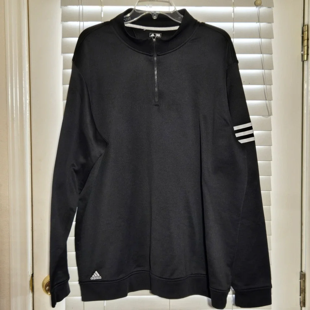 Adidas Golf Climalite Mens 2XL Black Quarter Zip Pullover‎ Sweatshirt